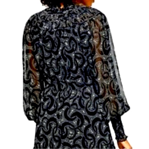 New Topshop BLACK YOKE LONG SLEEVE RUCHED MINI Dress Size 10 - Picture 3 of 10